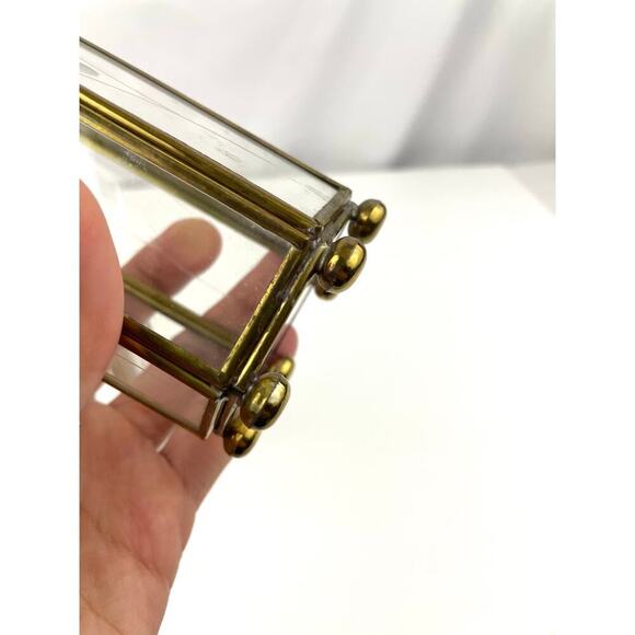 VTG Mini Brass Etched Glass Lantern Candle Holder Display Lot of 2 - Picture 14 of 16